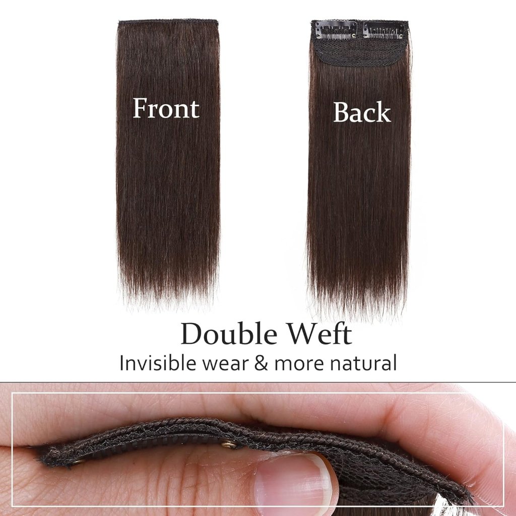 2 Pcs Short Hair Extensions Clip in Human Hair 6 Inch 20g Hairpiece Toppers for Women With Thinning Hair - Wigtrends