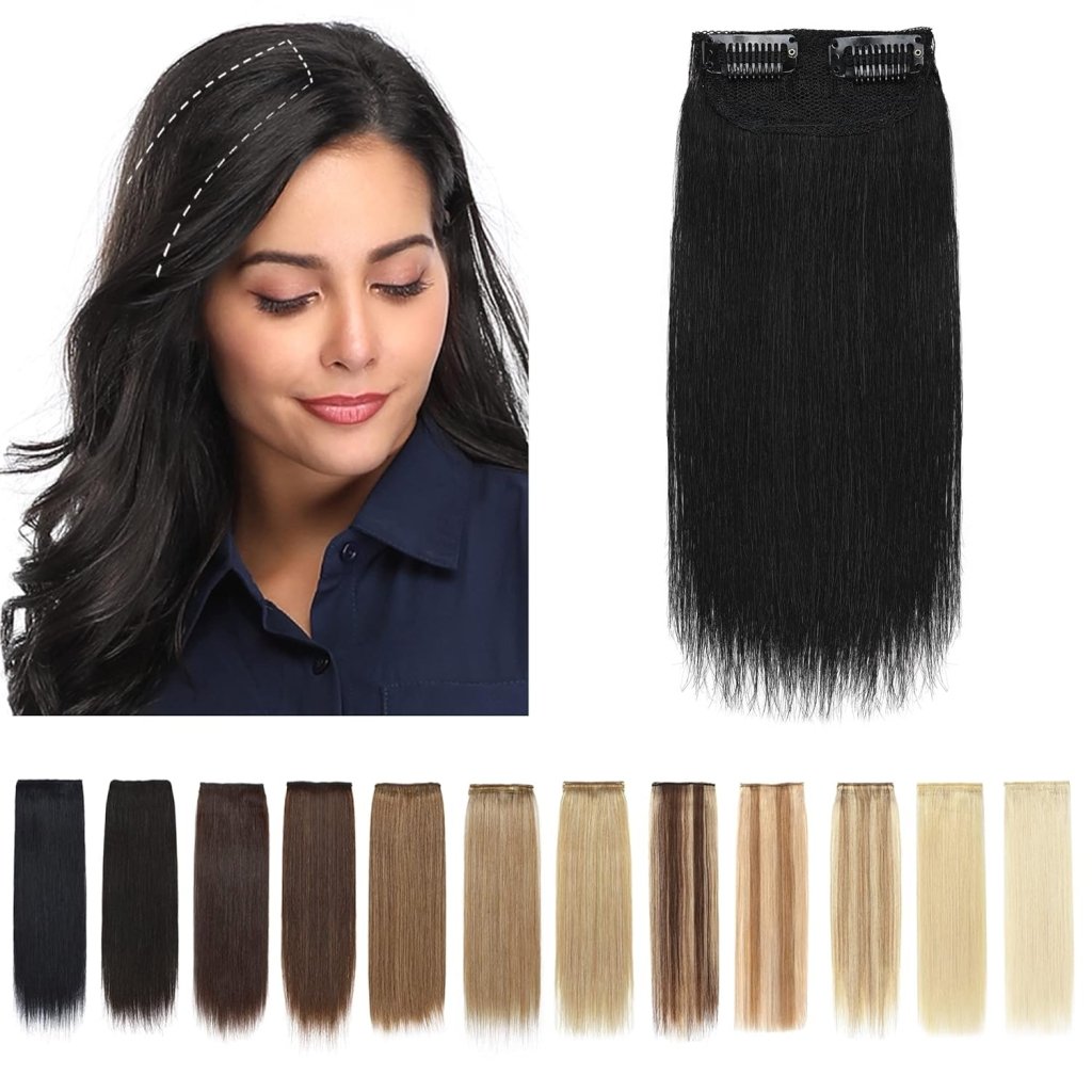 2 Pcs Short Hair Extensions Clip in Human Hair 6 Inch 20g Hairpiece Toppers for Women With Thinning Hair - Wigtrends