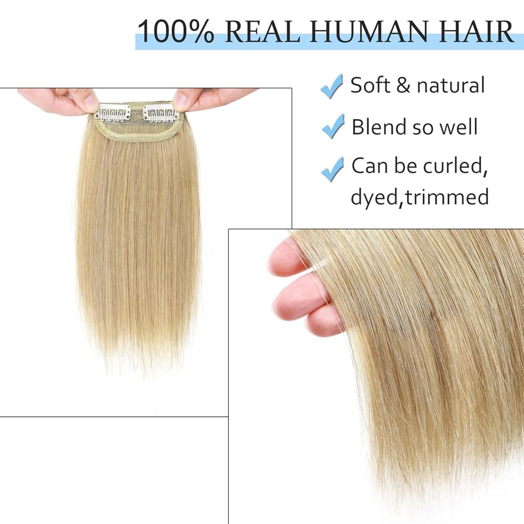 2 Pcs Short Hair Extensions Clip in Human Hair 6 Inch 20g Hairpiece Toppers for Women With Thinning Hair - Wigtrends