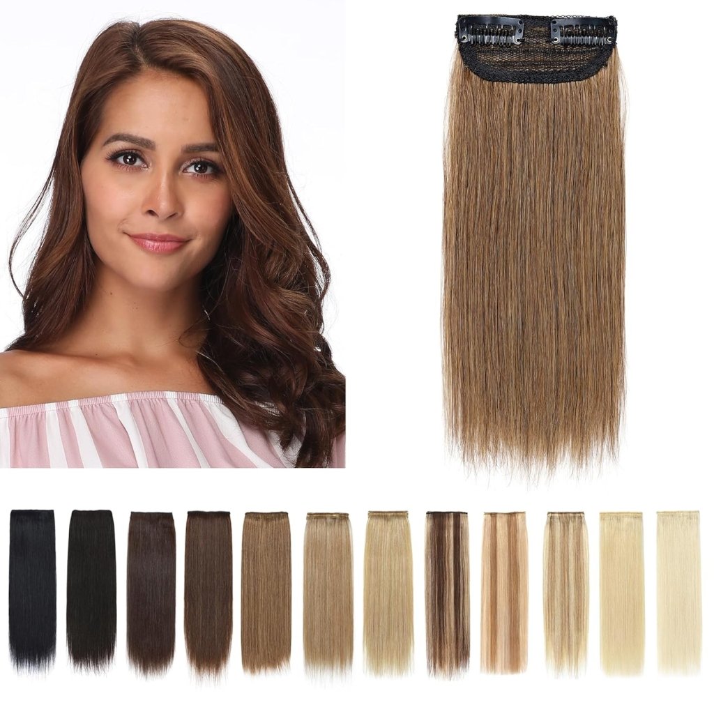 2 Pcs Short Hair Extensions Clip in Human Hair 6 Inch 20g Hairpiece Toppers for Women With Thinning Hair - Wigtrends
