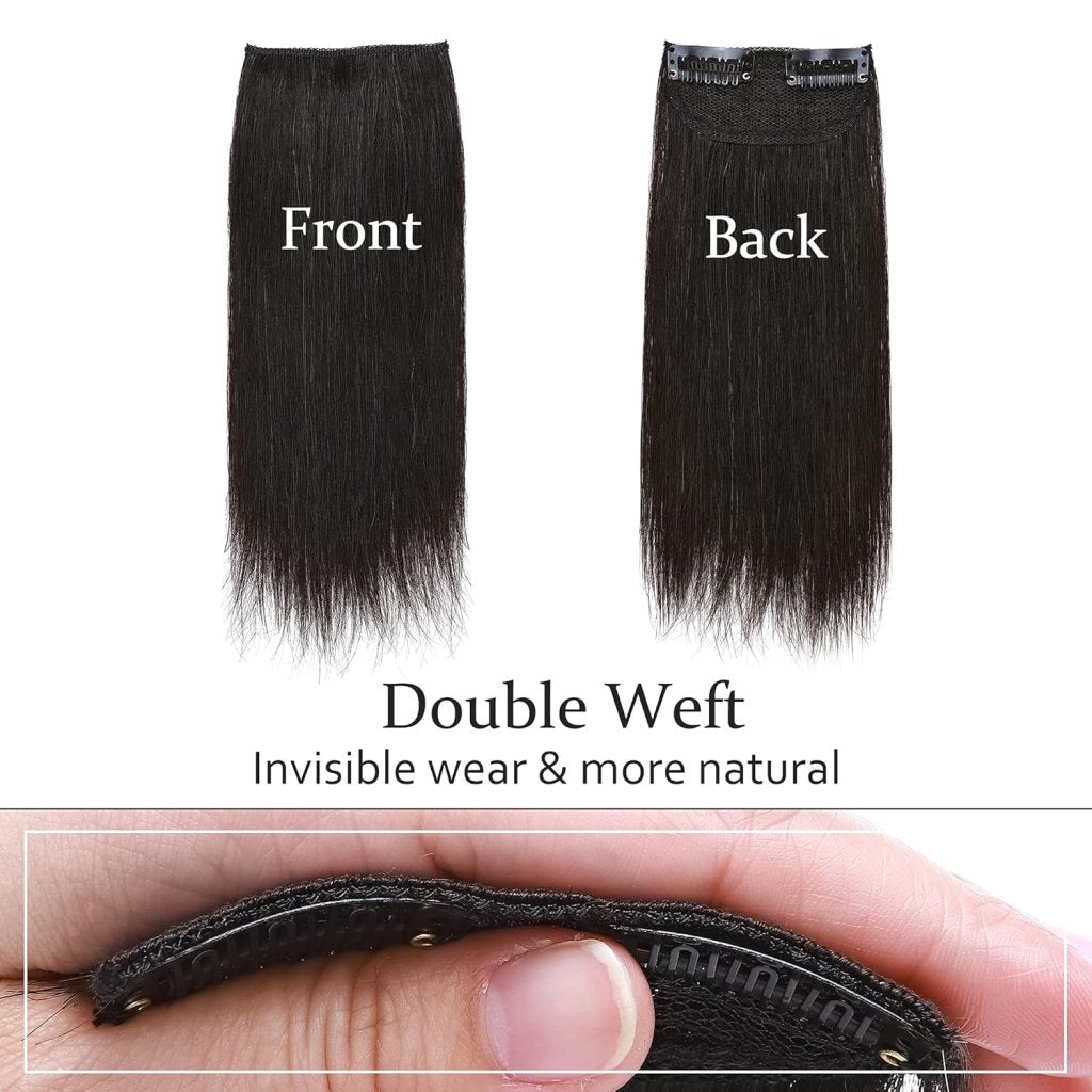2 Pcs Short Hair Extensions Clip in Human Hair 6 Inch 20g Hairpiece Toppers for Women With Thinning Hair - Wigtrends
