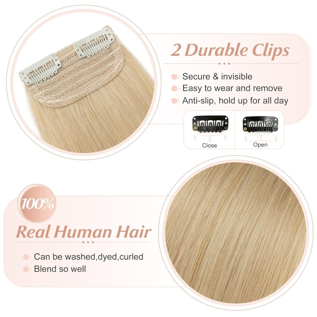 2 Pcs Short Hair Extensions Clip in Human Hair 6 Inch 20g Hairpiece Toppers for Women With Thinning Hair - Wigtrends