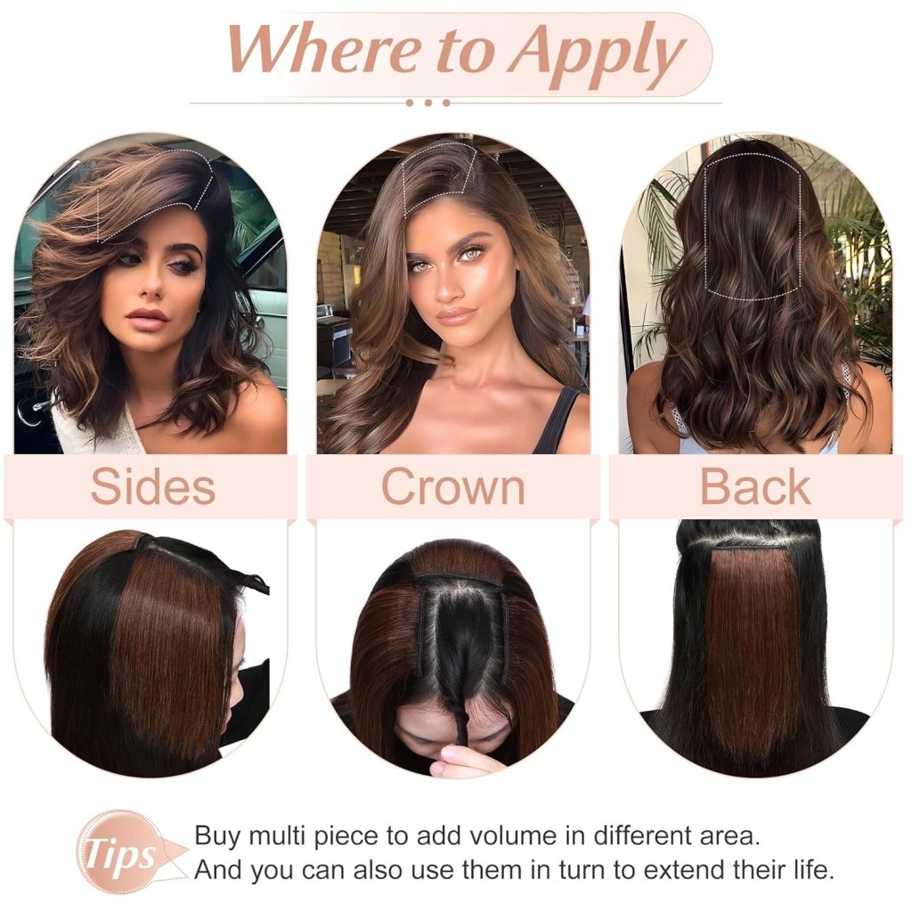 2 Pcs Short Hair Extensions Clip in Human Hair 6 Inch 20g Hairpiece Toppers for Women With Thinning Hair - Wigtrends