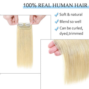 2 Pcs Short Hair Extensions Clip in Human Hair 6 Inch 20g Hairpiece Toppers for Women With Thinning Hair - Wigtrends