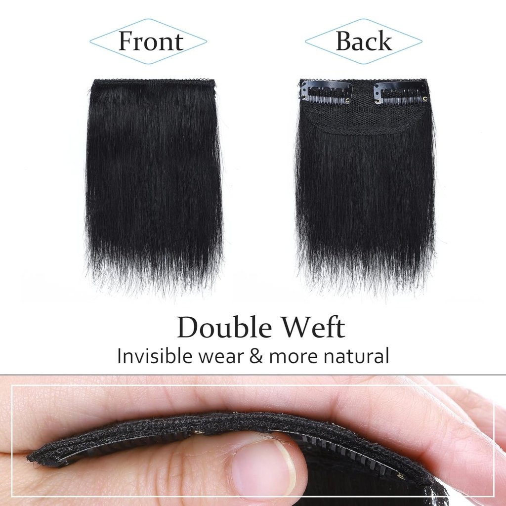 2 Pcs Short Hair Extensions Clip in Human Hair 6 Inch 20g Hairpiece Toppers for Women With Thinning Hair - Wigtrends