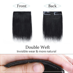 2 Pcs Short Hair Extensions Clip in Human Hair 6 Inch 20g Hairpiece Toppers for Women With Thinning Hair - Wigtrends