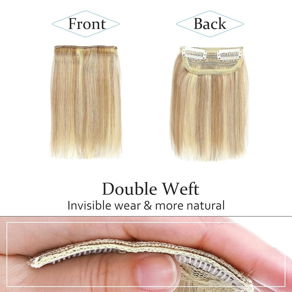 2 Pcs Short Hair Extensions Clip in Human Hair 6 Inch 20g Hairpiece Toppers for Women With Thinning Hair - Wigtrends