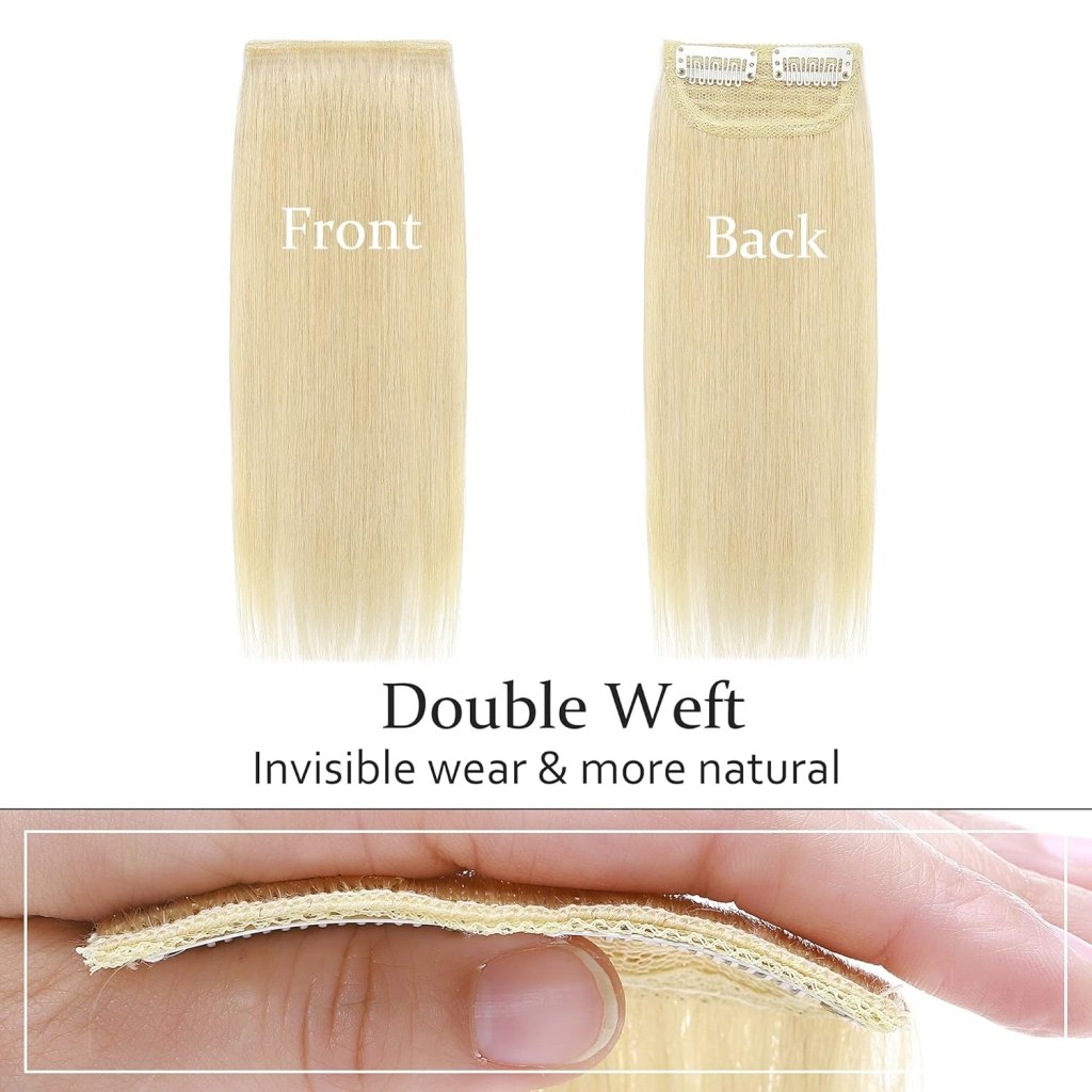 2 Pcs Short Hair Extensions Clip in Human Hair 6 Inch 20g Hairpiece Toppers for Women With Thinning Hair - Wigtrends