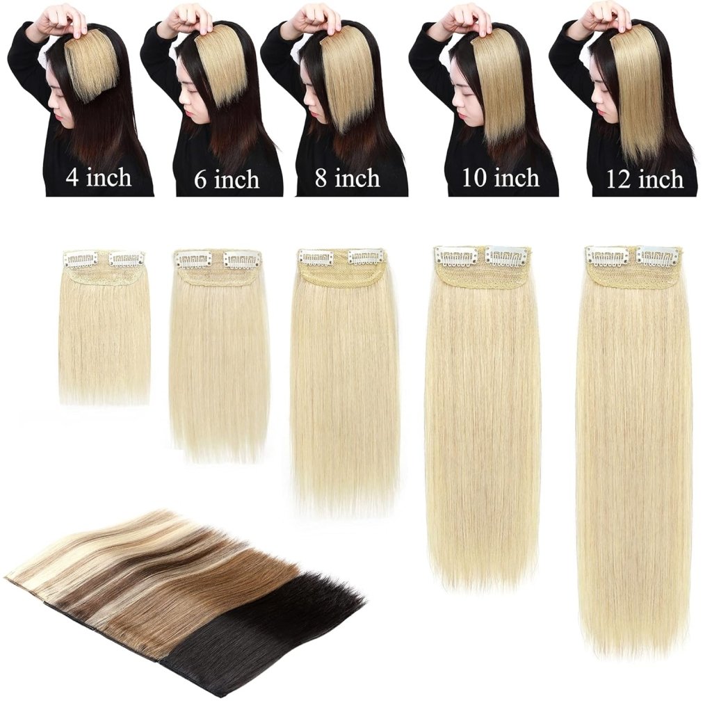 2 Pcs Short Hair Extensions Clip in Human Hair 6 Inch 20g Hairpiece Toppers for Women With Thinning Hair - Wigtrends
