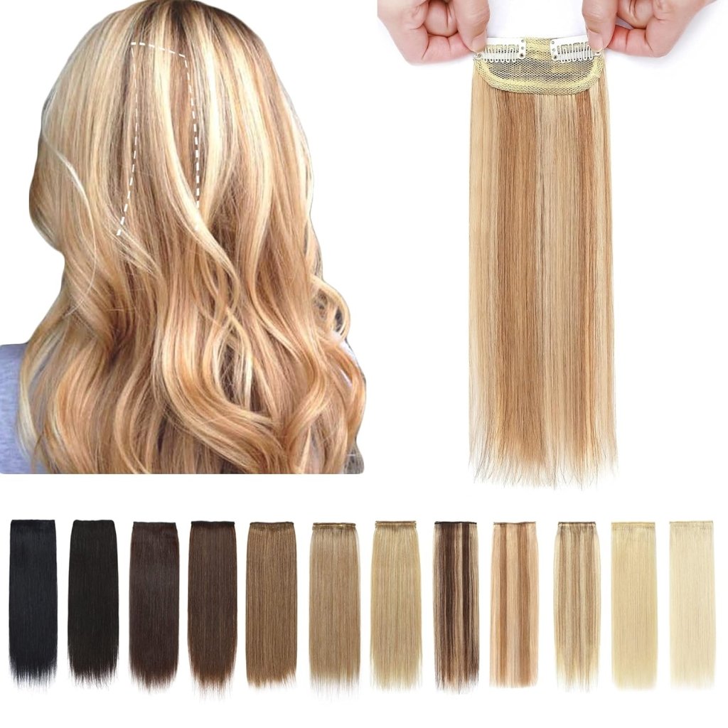 2 Pcs Short Hair Extensions Clip in Human Hair 6 Inch 20g Hairpiece Toppers for Women With Thinning Hair - Wigtrends