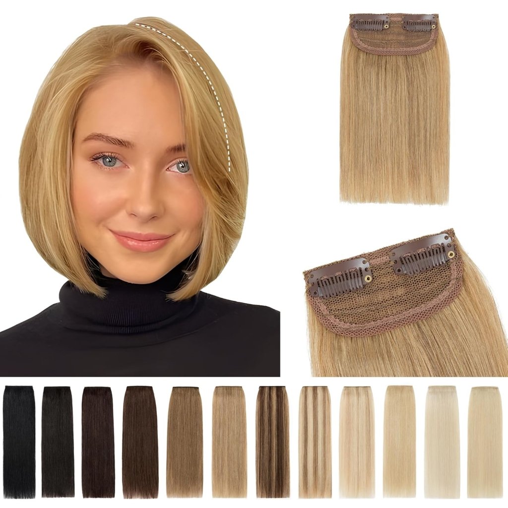 2 Pcs Short Hair Extensions Clip in Human Hair 6 Inch 20g Hairpiece Toppers for Women With Thinning Hair - Wigtrends
