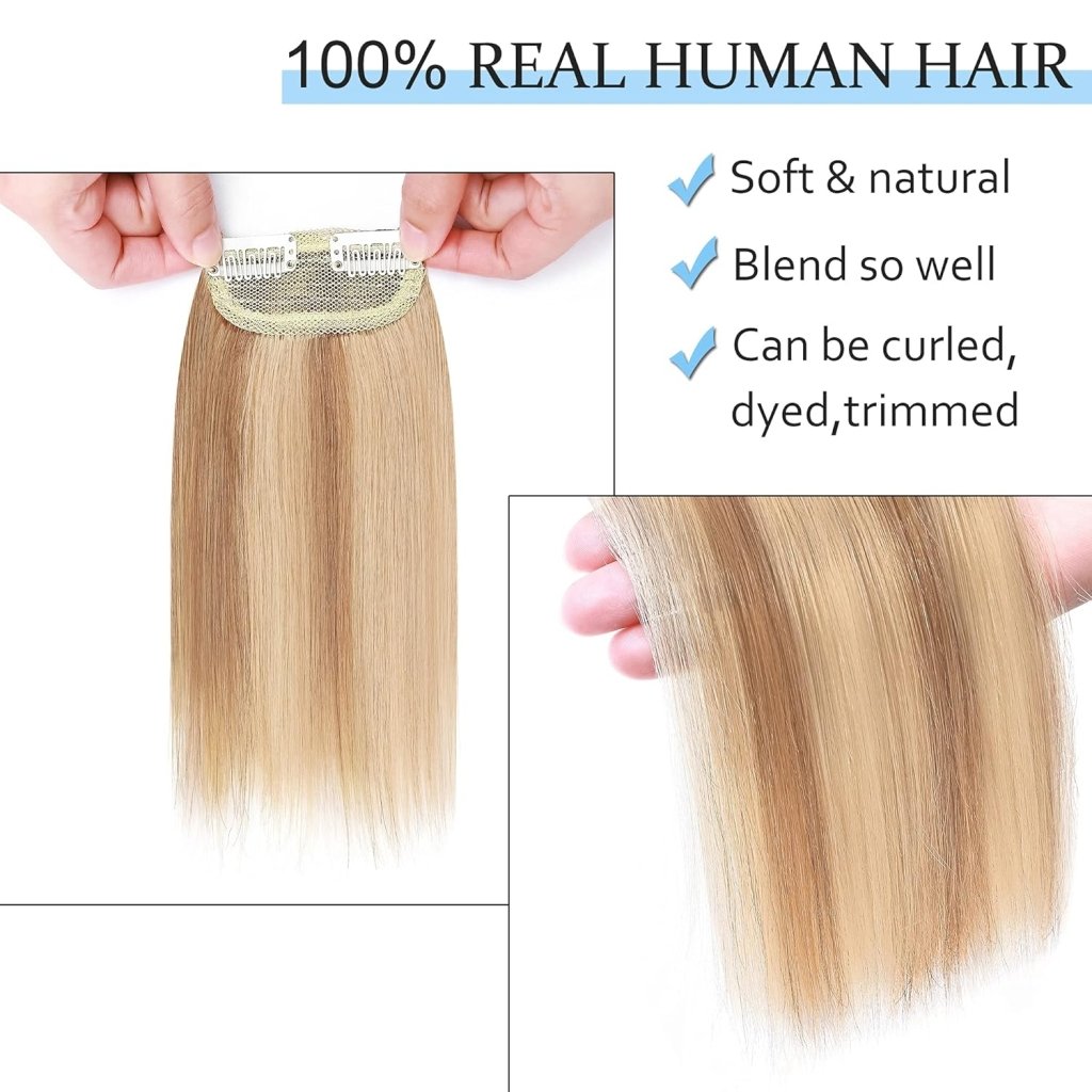 2 Pcs Short Hair Extensions Clip in Human Hair 6 Inch 20g Hairpiece Toppers for Women With Thinning Hair - Wigtrends