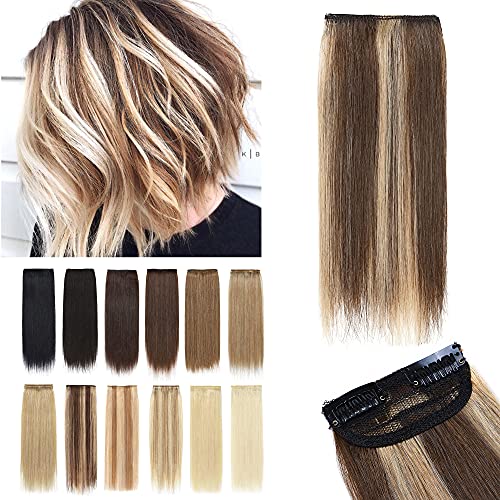 2 Pcs Short Hair Extensions Clip in Human Hair 6 Inch 20g Hairpiece Toppers for Women With Thinning Hair - Wigtrends