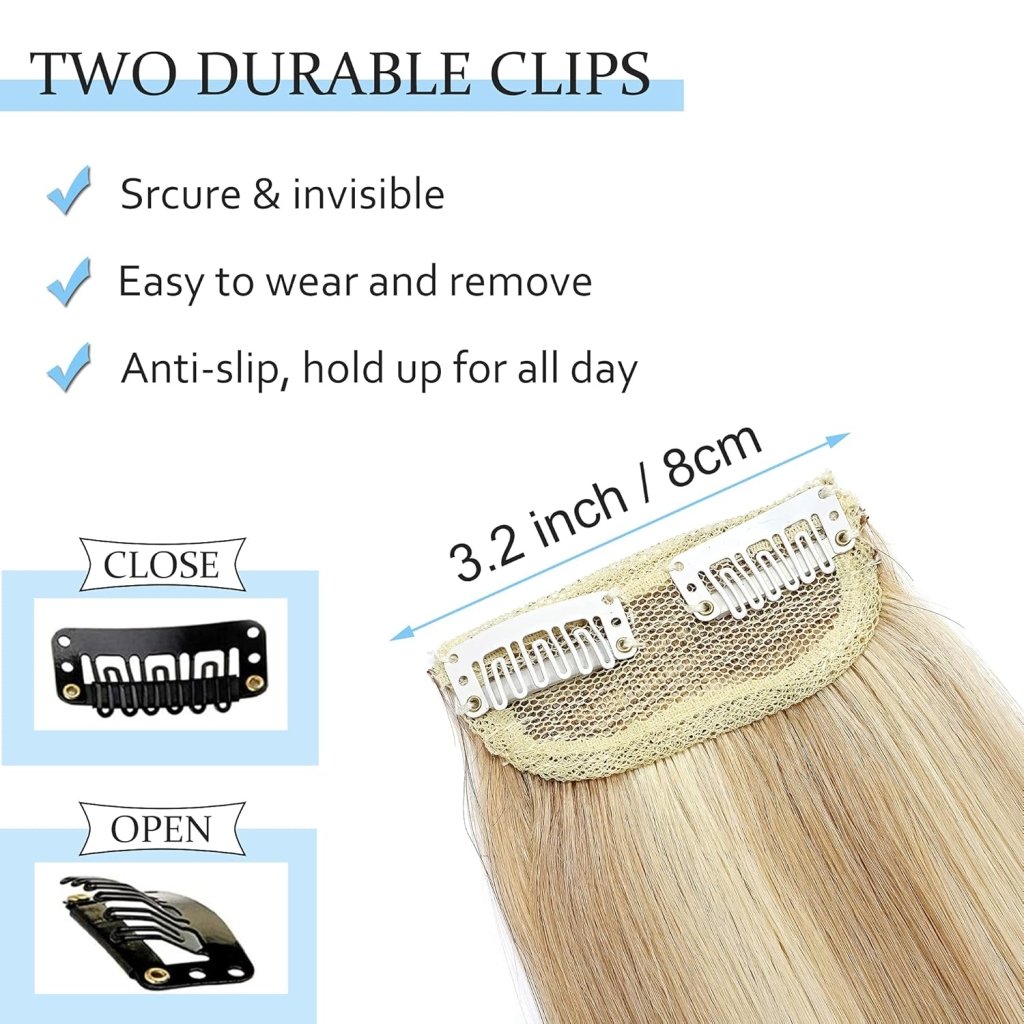 2 Pcs Short Hair Extensions Clip in Human Hair 6 Inch 20g Hairpiece Toppers for Women With Thinning Hair - Wigtrends