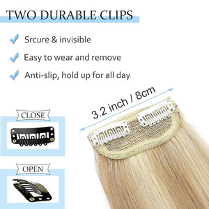 2 Pcs Short Hair Extensions Clip in Human Hair 6 Inch 20g Hairpiece Toppers for Women With Thinning Hair - Wigtrends