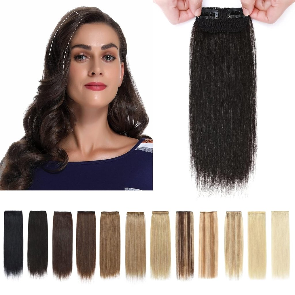 2 Pcs Short Hair Extensions Clip in Human Hair 6 Inch 20g Hairpiece Toppers for Women With Thinning Hair - Wigtrends