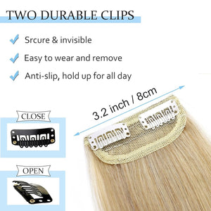 2 Pcs Short Hair Extensions Clip in Human Hair 6 Inch 20g Hairpiece Toppers for Women With Thinning Hair - Wigtrends