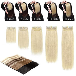 2 Pcs Short Hair Extensions Clip in Human Hair 6 Inch 20g Hairpiece Toppers for Women With Thinning Hair - Wigtrends