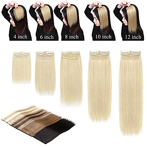 2 Pcs Short Hair Extensions Clip in Human Hair 6 Inch 20g Hairpiece Toppers for Women With Thinning Hair - Wigtrends