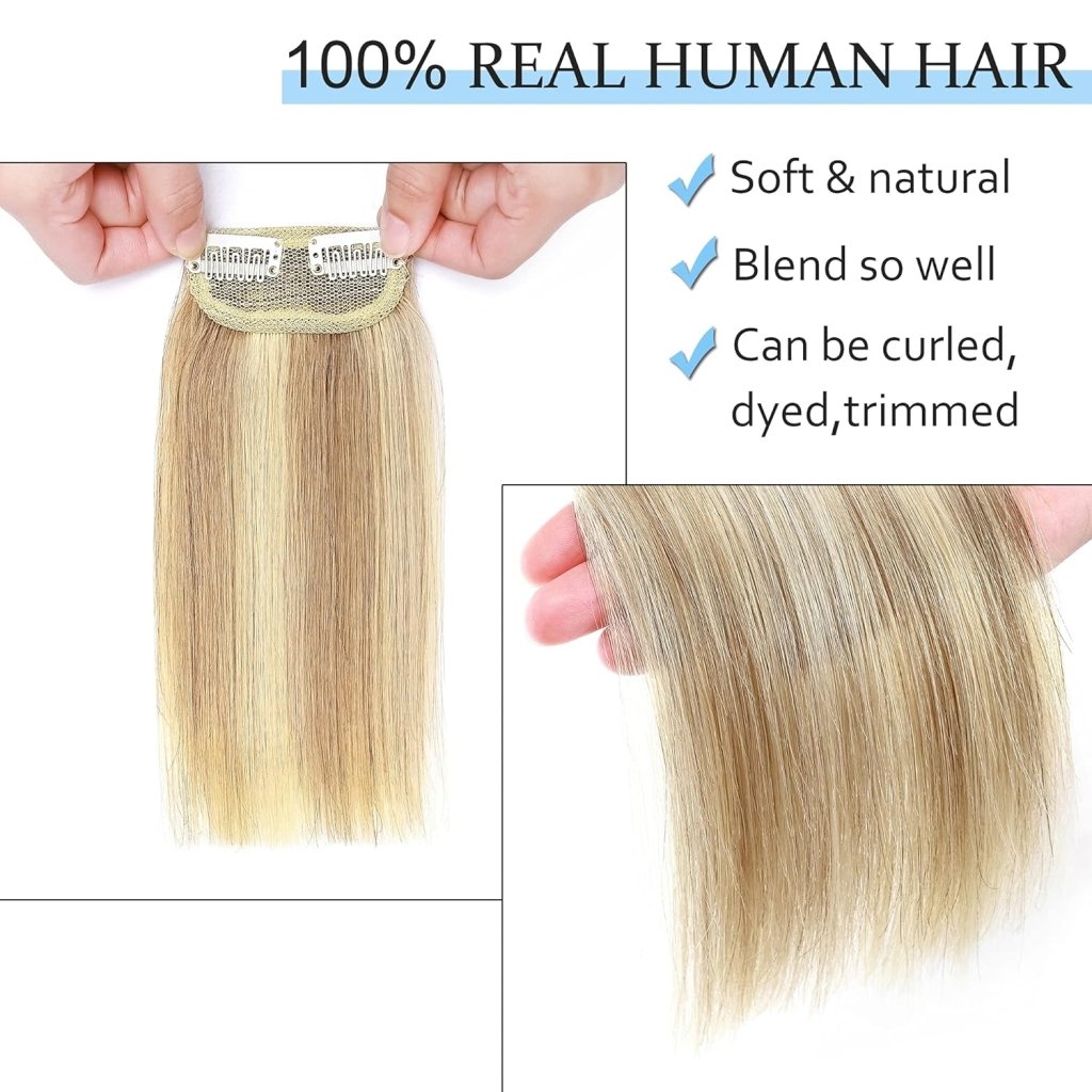 2 Pcs Short Hair Extensions Clip in Human Hair 6 Inch 20g Hairpiece Toppers for Women With Thinning Hair - Wigtrends