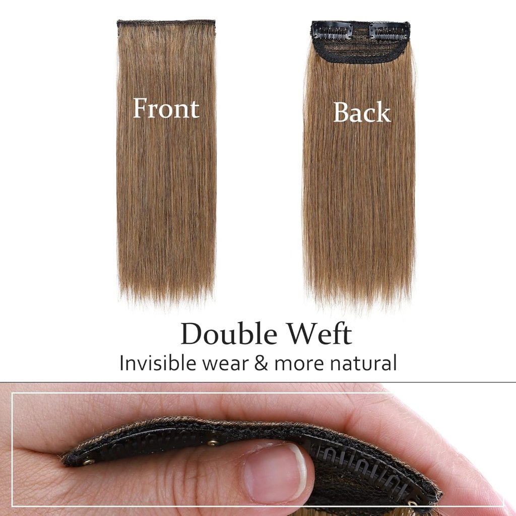 2 Pcs Short Hair Extensions Clip in Human Hair 6 Inch 20g Hairpiece Toppers for Women With Thinning Hair - Wigtrends