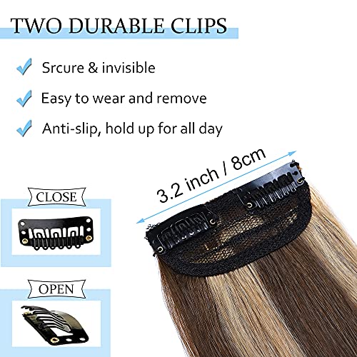 2 Pcs Short Hair Extensions Clip in Human Hair 6 Inch 20g Hairpiece Toppers for Women With Thinning Hair - Wigtrends
