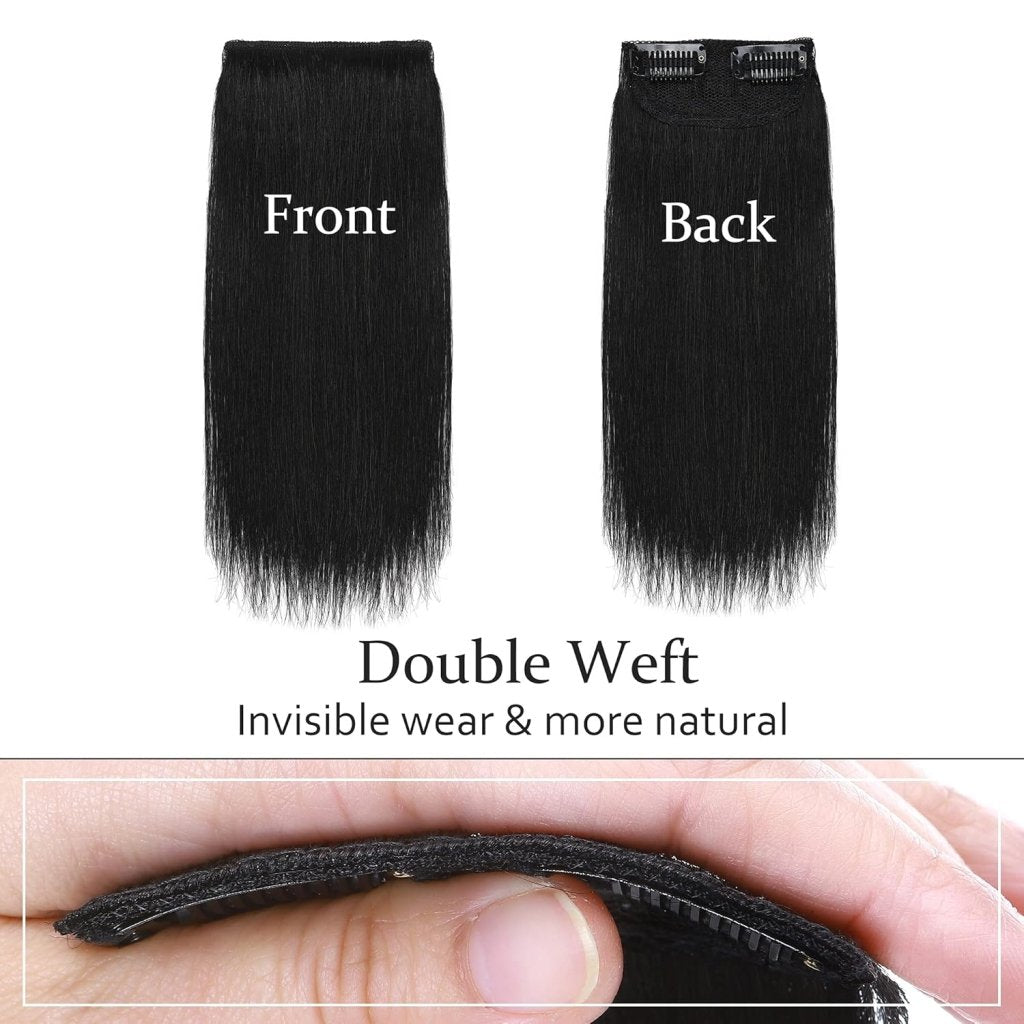 2 Pcs Short Hair Extensions Clip in Human Hair 6 Inch 20g Hairpiece Toppers for Women With Thinning Hair - Wigtrends