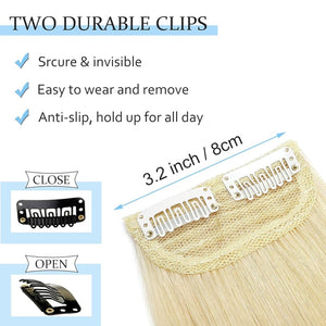 2 Pcs Short Hair Extensions Clip in Human Hair 6 Inch 20g Hairpiece Toppers for Women With Thinning Hair - Wigtrends
