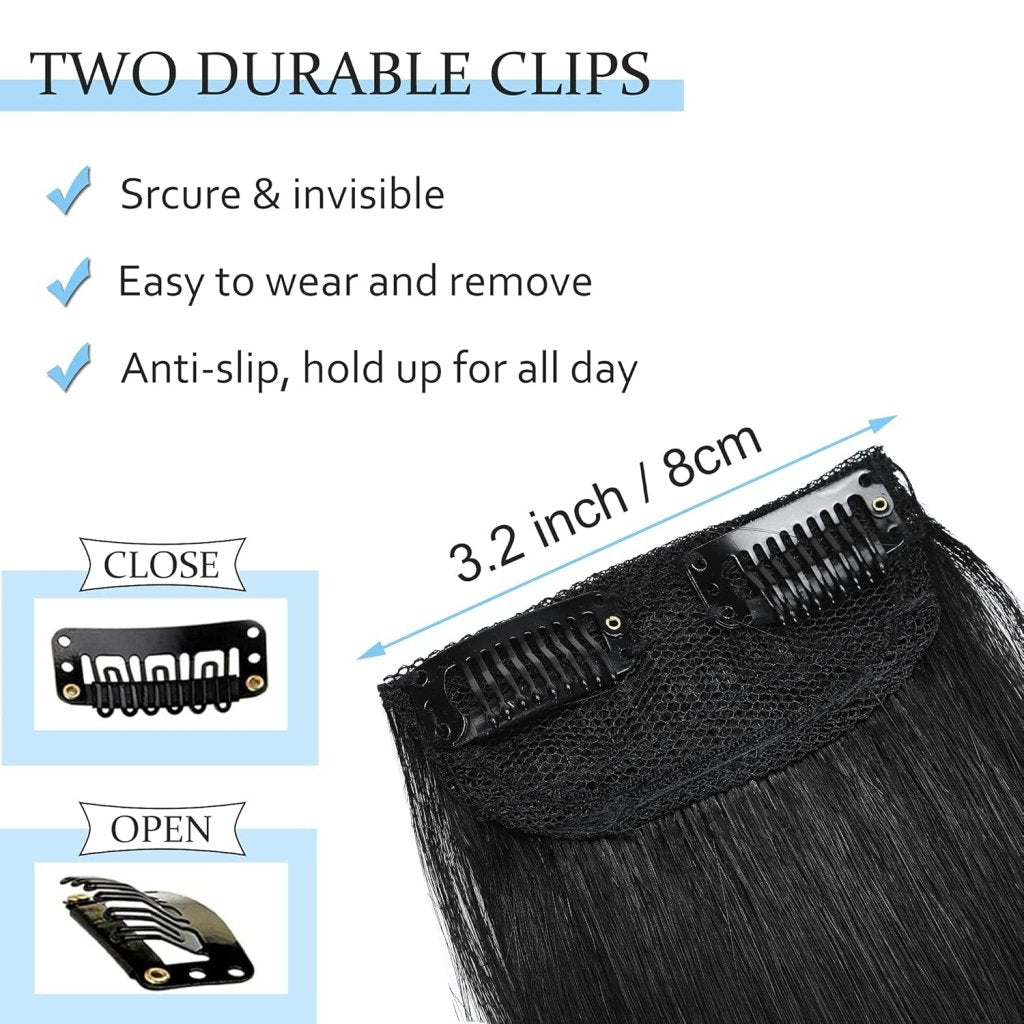 2 Pcs Short Hair Extensions Clip in Human Hair 6 Inch 20g Hairpiece Toppers for Women With Thinning Hair - Wigtrends