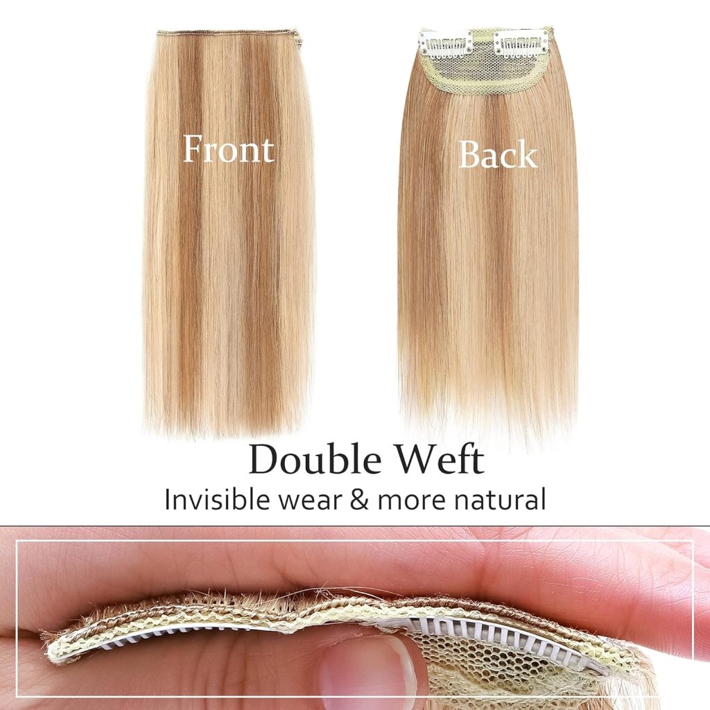 2 Pcs Short Hair Extensions Clip in Human Hair 6 Inch 20g Hairpiece Toppers for Women With Thinning Hair - Wigtrends