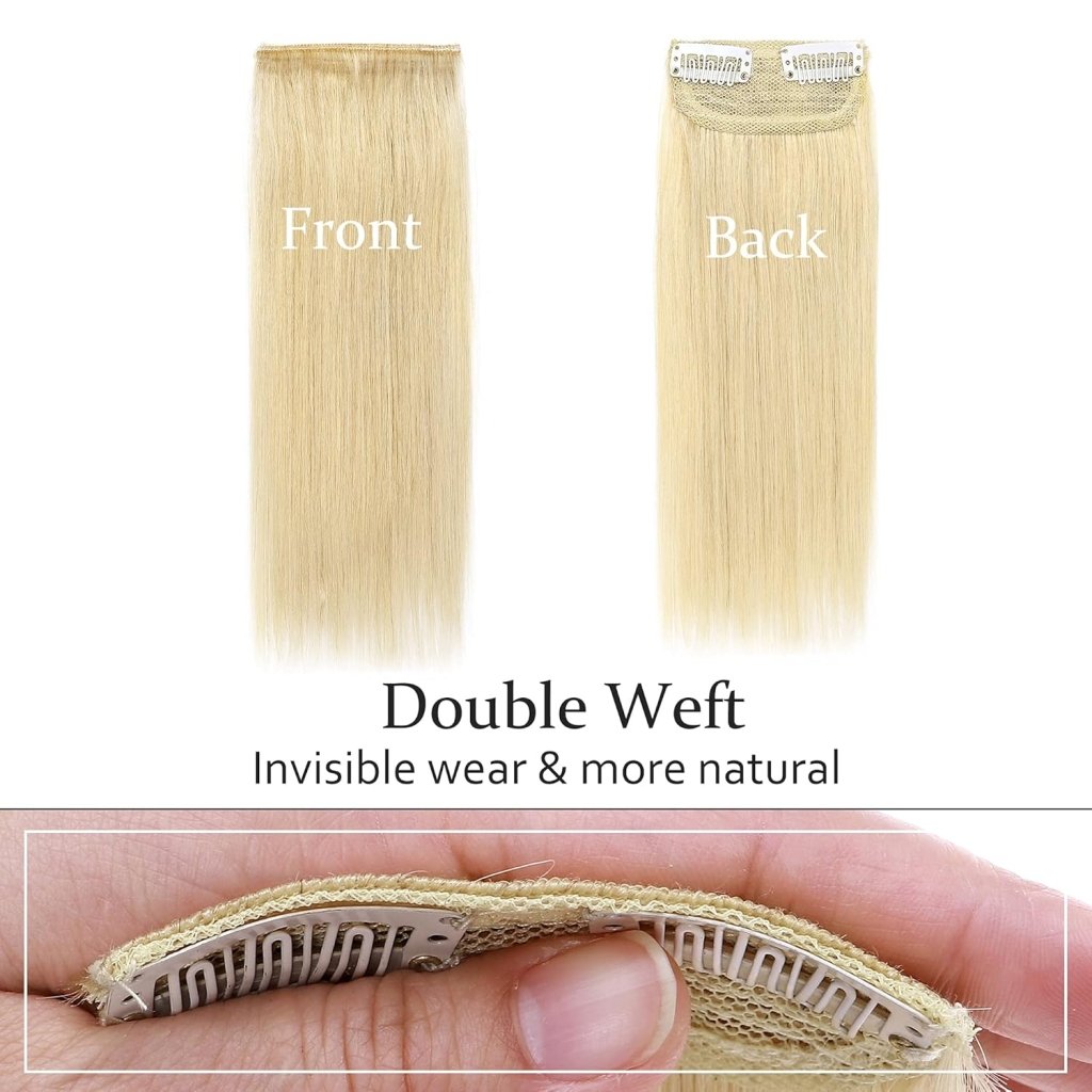2 Pcs Short Hair Extensions Clip in Human Hair 6 Inch 20g Hairpiece Toppers for Women With Thinning Hair - Wigtrends