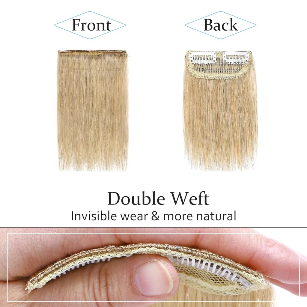 2 Pcs Short Hair Extensions Clip in Human Hair 6 Inch 20g Hairpiece Toppers for Women With Thinning Hair - Wigtrends