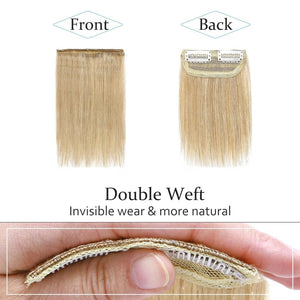 2 Pcs Short Hair Extensions Clip in Human Hair 6 Inch 20g Hairpiece Toppers for Women With Thinning Hair - Wigtrends