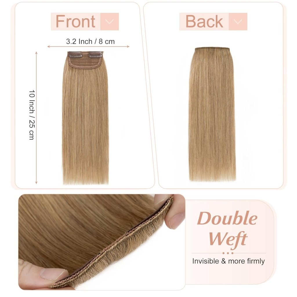 2 Pcs Short Hair Extensions Clip in Human Hair 6 Inch 20g Hairpiece Toppers for Women With Thinning Hair - Wigtrends