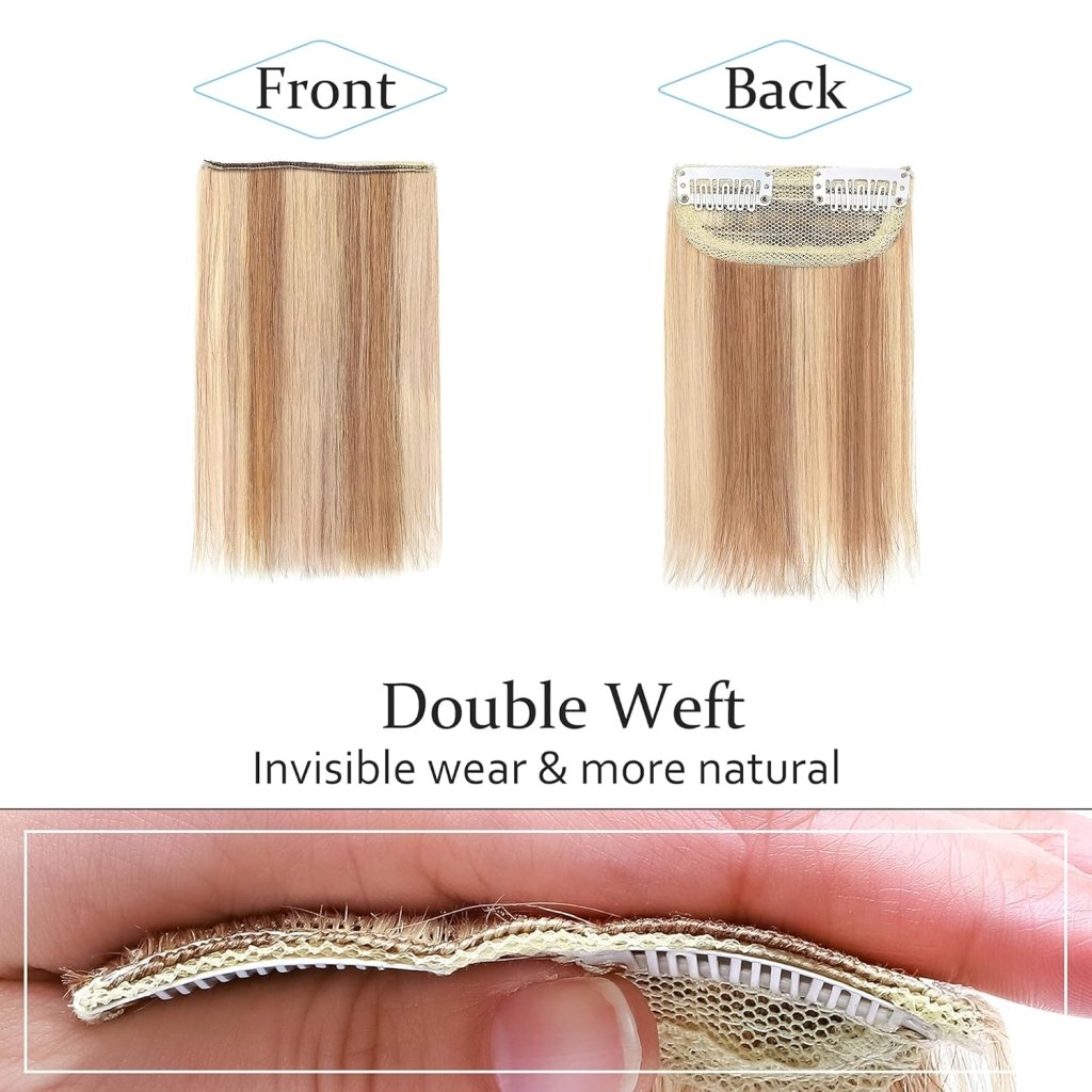 2 Pcs Short Hair Extensions Clip in Human Hair 6 Inch 20g Hairpiece Toppers for Women With Thinning Hair - Wigtrends