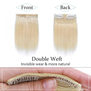 2 Pcs Short Hair Extensions Clip in Human Hair 6 Inch 20g Hairpiece Toppers for Women With Thinning Hair - Wigtrends
