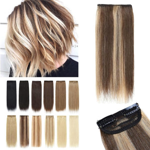 2 Pcs Short Hair Extensions Clip in Human Hair 6 Inch 20g Hairpiece Toppers for Women With Thinning Hair - Wigtrends