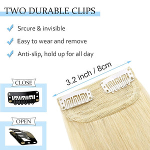 2 Pcs Short Hair Extensions Clip in Human Hair 6 Inch 20g Hairpiece Toppers for Women With Thinning Hair - Wigtrends
