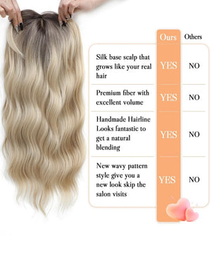 20Inch Wavy Hair Topper for Women Add Volume&Cover Thinning Hair with Natural Looking Hair Piece - Wigtrends