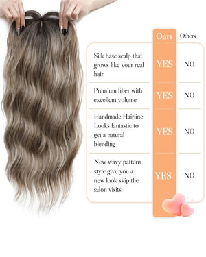 20Inch Wavy Hair Topper for Women Add Volume&Cover Thinning Hair with Natural Looking Hair Piece - Wigtrends