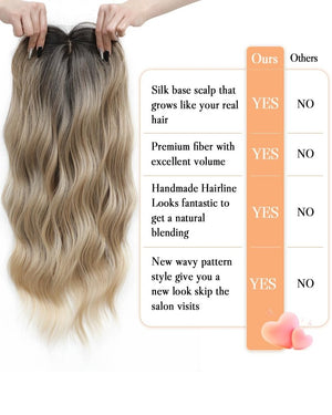 20Inch Wavy Hair Topper for Women Add Volume&Cover Thinning Hair with Natural Looking Hair Piece - Wigtrends