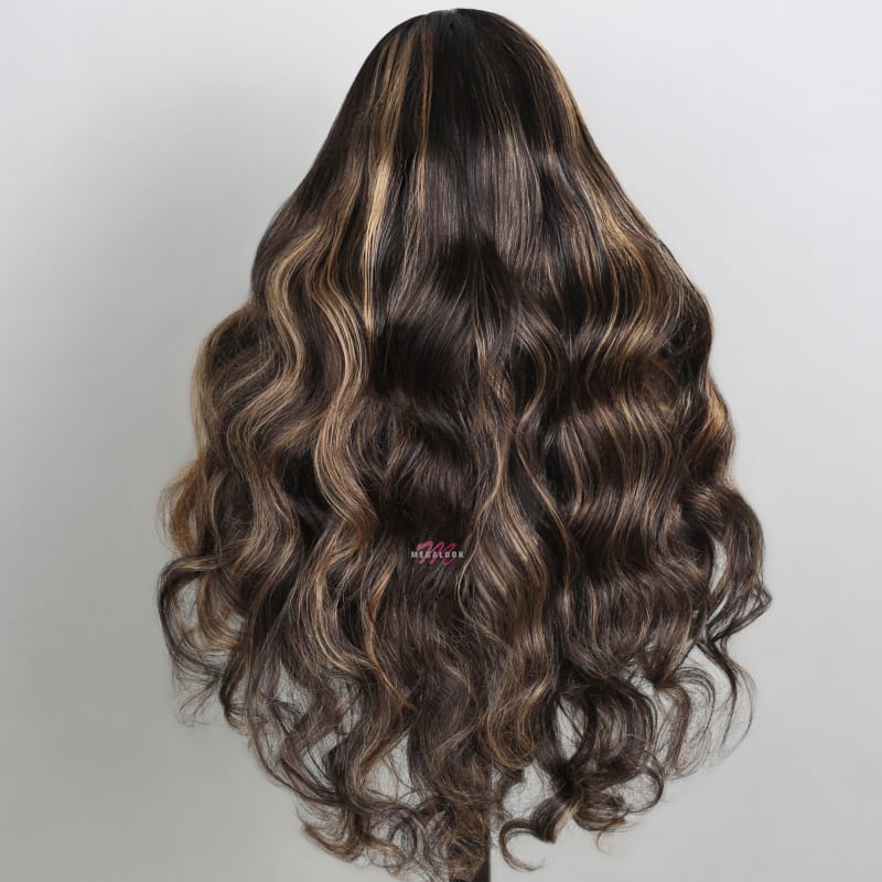 32inch Balayage Highlight Hair 13x4 Transparent Lace Front Human Hair Wigs Pre Plucked Honey Blonde Brown Wigs With Baby Hair - Wigtrends