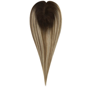 3*5inch Hair Topper Remy Human Hair Balayage Brown With Blonde Wigs Hair Piece - Wigtrends