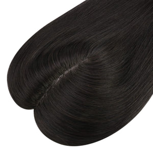 3*5inch Mono Hair Topper Remy Human Hair Natural Black (#1B) Wigs Hair Piece - Wigtrends