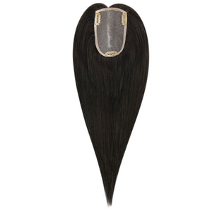 3*5inch Mono Hair Topper Remy Human Hair Natural Black (#1B) Wigs Hair Piece - Wigtrends