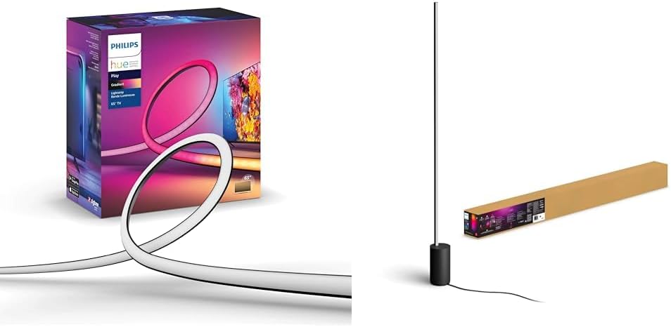 Philips Hue Play Gradient 65" Smart TV Light Strip, Flowing Color-Changing LED Strip Lights, Multicolour TV Backlight Sync with Music and Gaming, Requires Bridge & Sync Box, Control with App and Voice