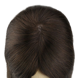 5"*5" Base Hair Topper Remy Real Human Hair Pieces Dark Brown(#2) - Wigtrends