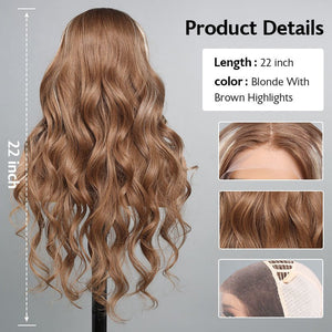 5X5 HD Lace Frontal Honey Color With Blonde Highlight Straight Hair Body Wave Wigs - Wigtrends