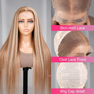 5X5 HD Lace Frontal Honey Color With Blonde Highlight Straight Hair Body Wave Wigs - Wigtrends