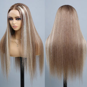 5X5 HD Lace Frontal Honey Color With Blonde Highlight Straight Hair Body Wave Wigs - Wigtrends